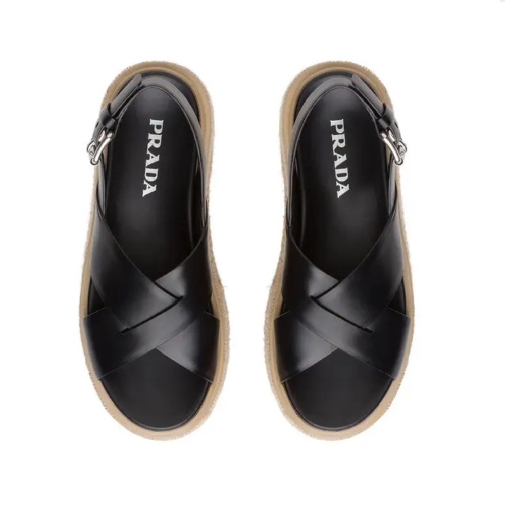 Black leather Platform Sandals - Picture 2 of 8